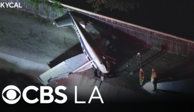 Two people hospitalized after plane crashes into Ventura County canal