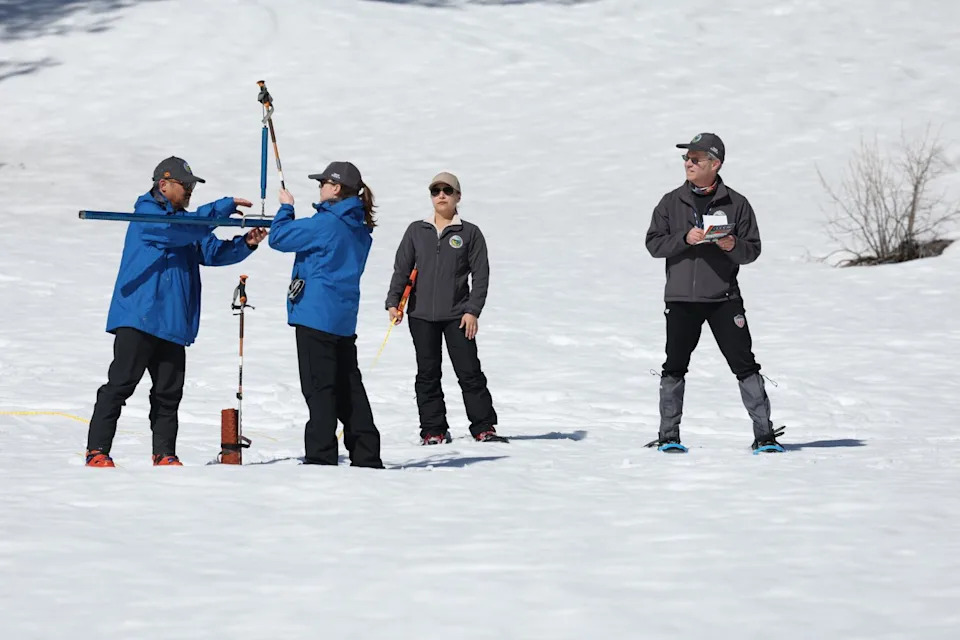 Snow survey is held the mountain range approximately 90 miles east of Sacramento off Highway 50 in El Dorado County.