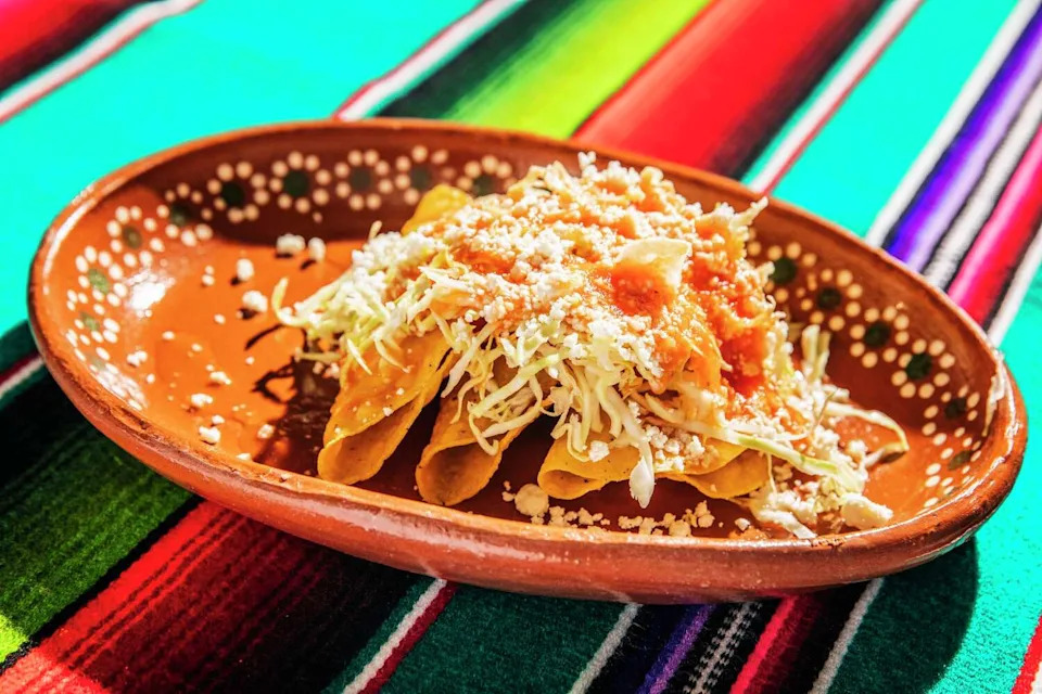 Crispy tacos dorados from Cenaduria Elvira. (Stephen Lam/The Chronicle)