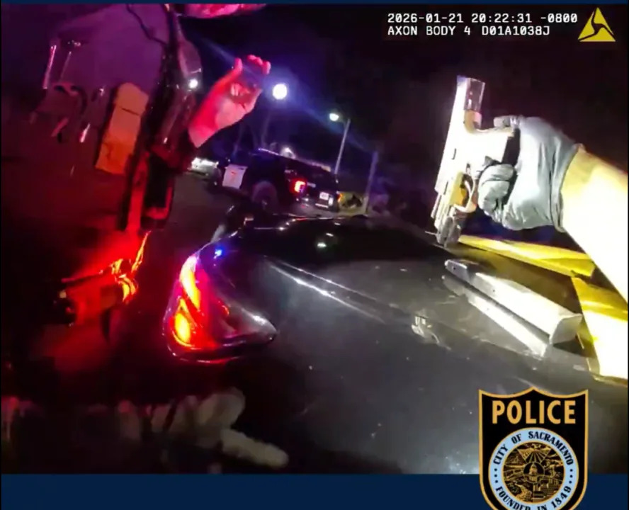 <em>Image: Screenshot from Sacramento Police Department X post from the body camera footage. </em>