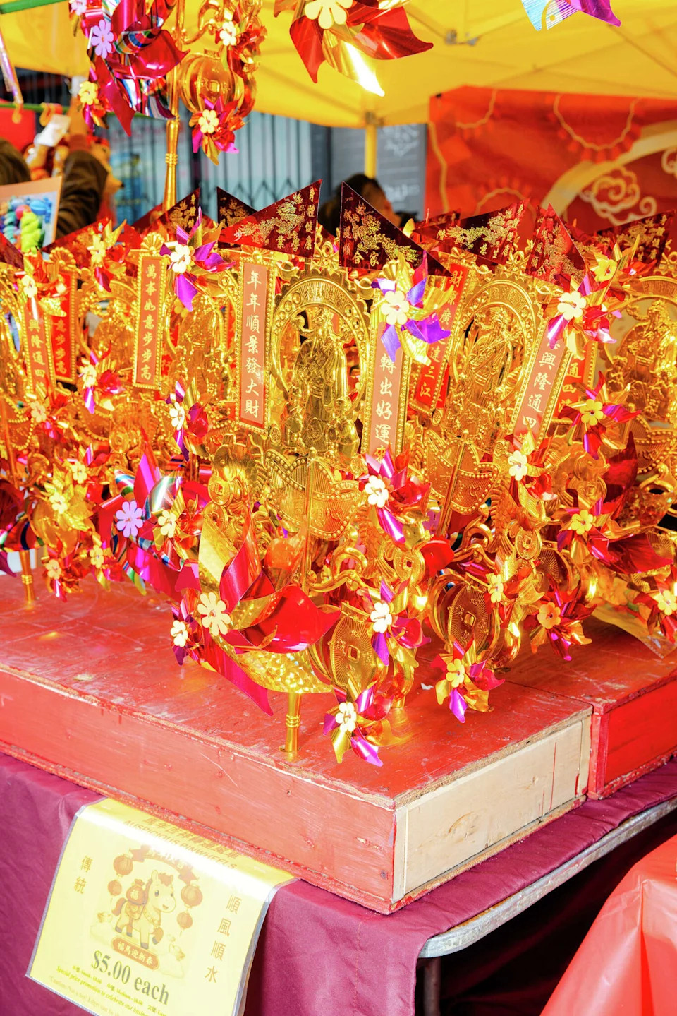 Lunar New Year supplies are among the offerings at the Chinese New Year Flower Market Fair in San Francisco's Chinatown on Saturday. (Jonah Reenders/For the S.F. Chronicle)