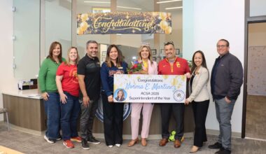 Dr. Norma E. Martinez, superintendent of the Centralia School District, poses with a bouquet after being named the 2026 Superintendent of the Year by ACSA Region 17.