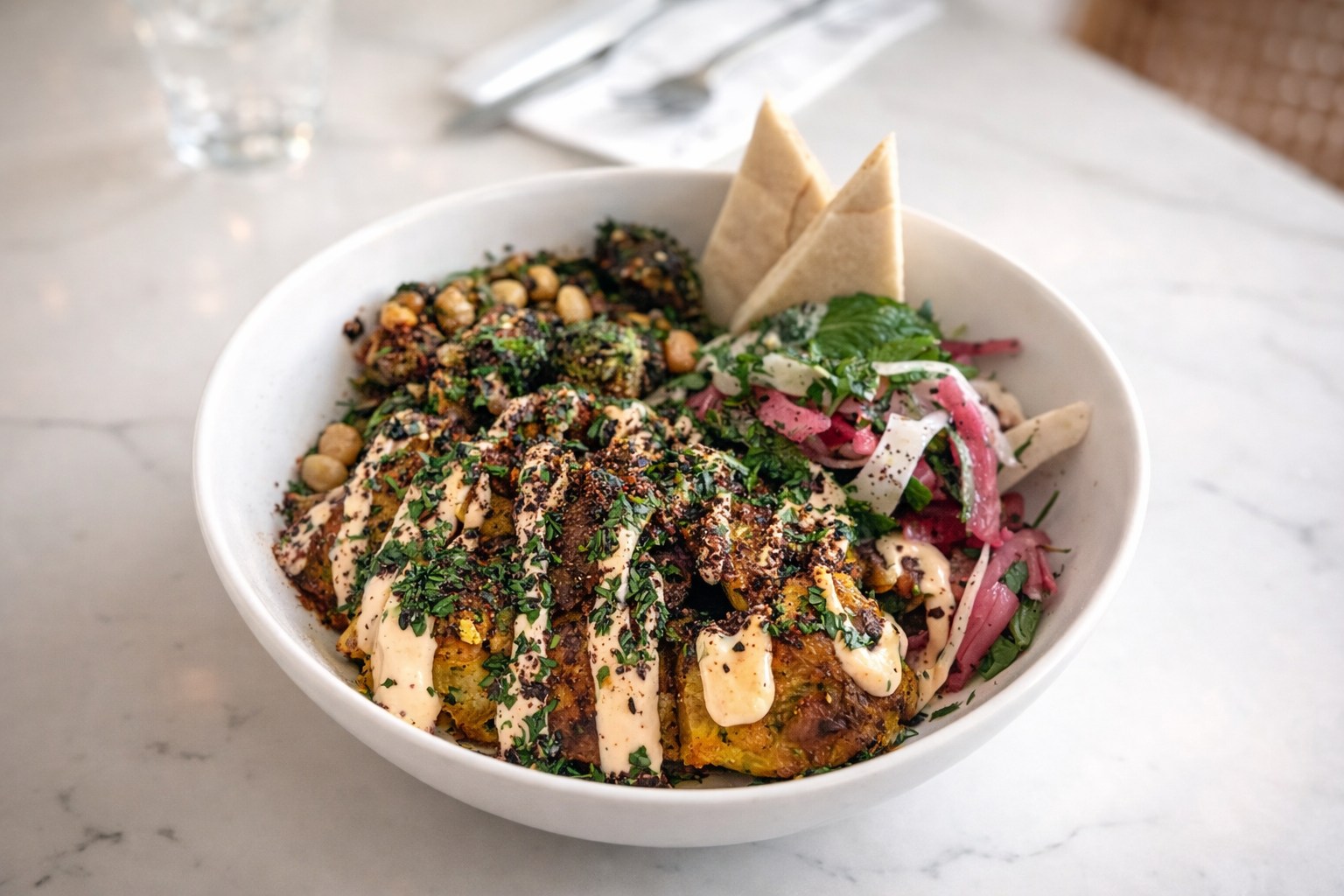 A bowl of food from Lulu’s Little Kitchen in Albany.