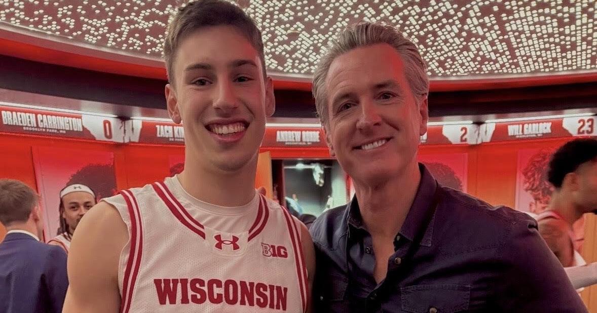 California Gov. Newsom attends Badgers basketball game | News