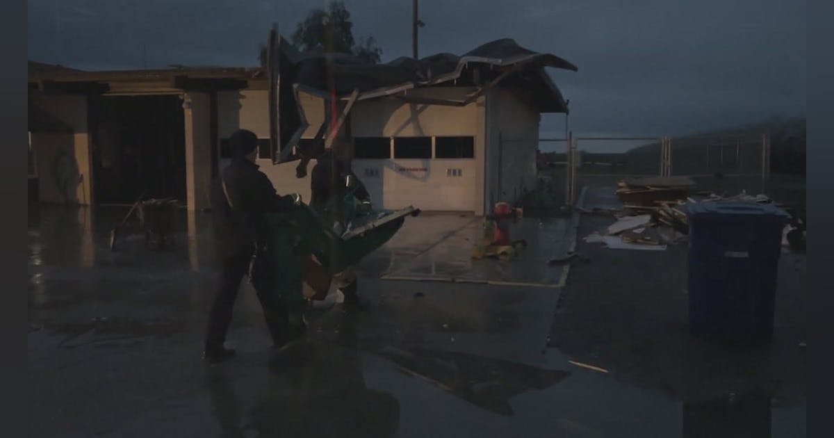 Winds Rip Roof off Fresno County Fire Station