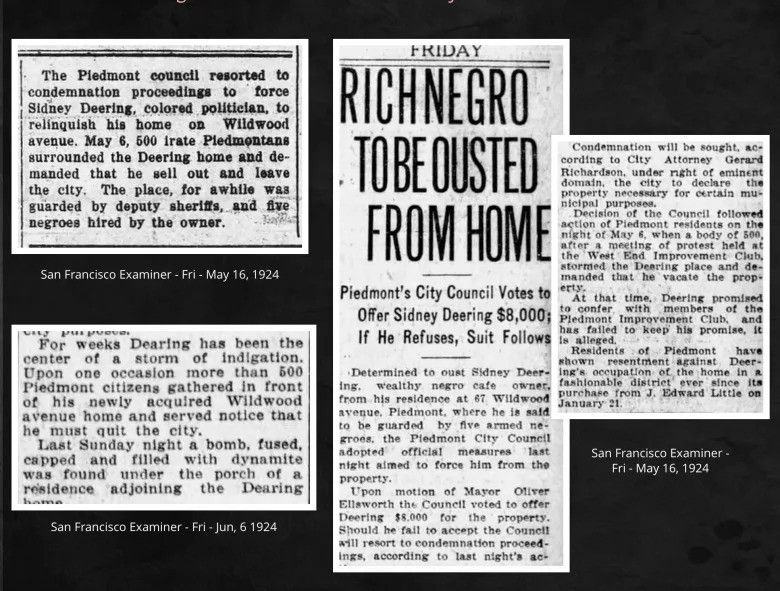 Newspaper clippings about the treatment the Dearings received. (Courtesy of Meghan Burnett)