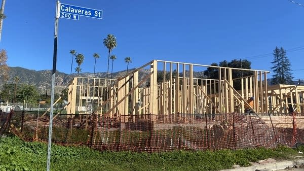 A house under construction in Altadena