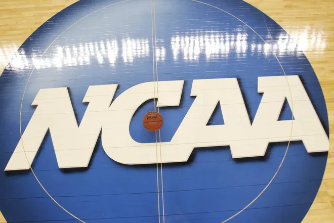 Mar 16, 2012; Greensboro, NC, USA; NCAA logo shot during the second round of the 2012 NCAA men's basketball tournament at Greensboro Coliseum.