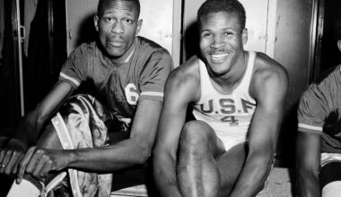 Bill Russell (left) and K.C. Jones, future teammates with the Celtics, starred together at the University of San Francisco.