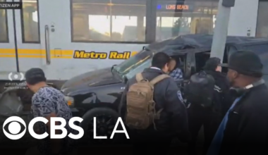 9 people hurt after Metro train collides with vehicle in South Los Angeles