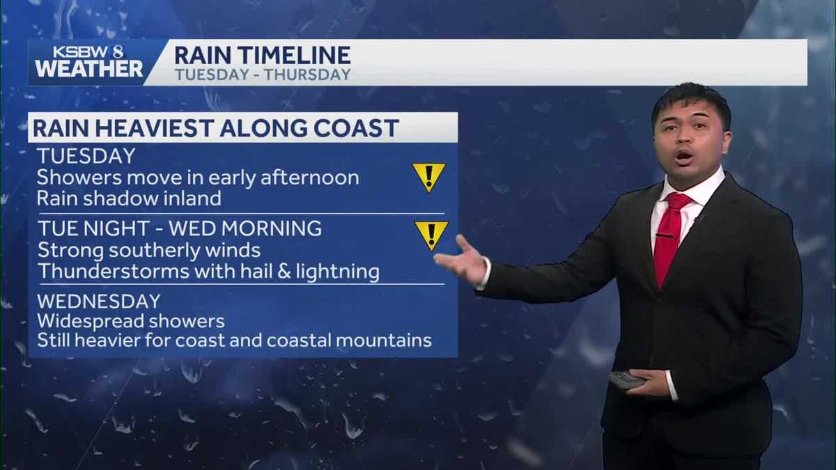 Rain and thunderstorms forecast for Central California