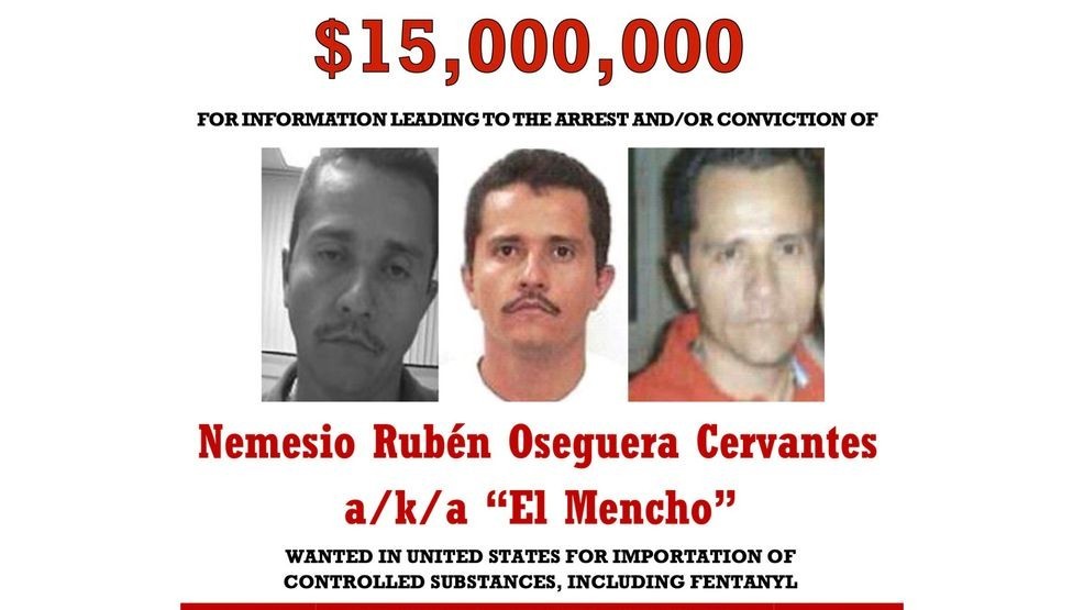 This wanted poster released on Dec. 4, 2024 on the U.S. State Department website shows leader of the Jalisco New Generation Cartel, Nemesio Rubén Oseguera Cervantes, known as “El Mencho.” (U.S. State Department via AP)