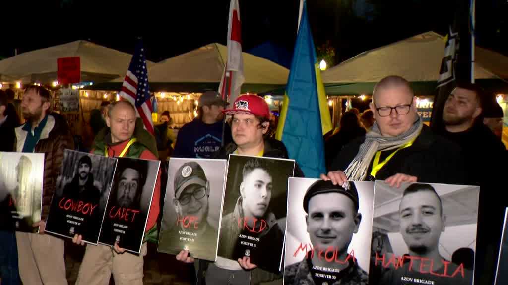 People gather in Sacramento to show solidarity with Ukraine on 4 year war anniversary