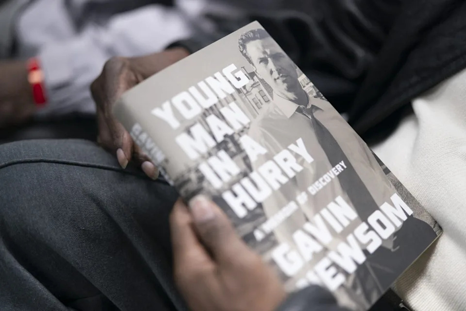 A copy of Gov. Gavin Newsom's new memoir