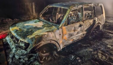 A stolen Mitsubishi was found burned and abandoned in the Fresno area, prompting CHP to remind residents to secure their vehicles. (CHP)