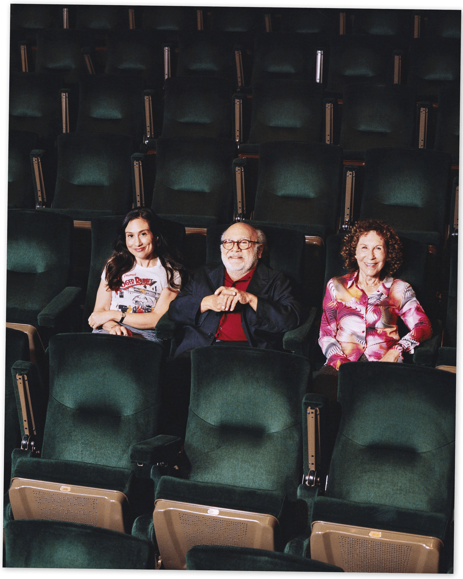 Image may contain Danny DeVito Rhea Perlman Lucy DeVito Cinema People Person Adult Face Head Indoors and Theater