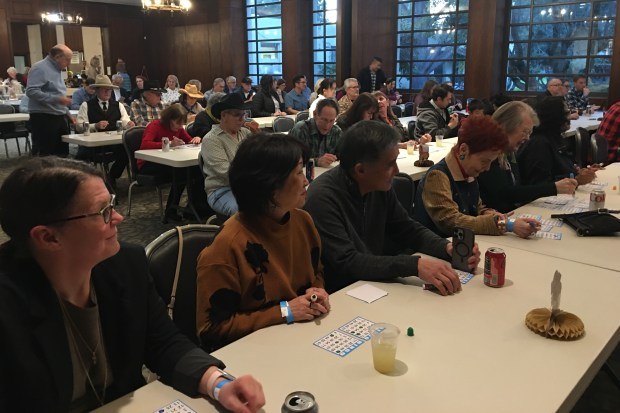 The Alameda Kiwanis Foundation took their annual winter fundraiser in a new direction this year with a music trivia competition and bingo games for merchant gift cards. (photo courtesy of Patricia Bowen)