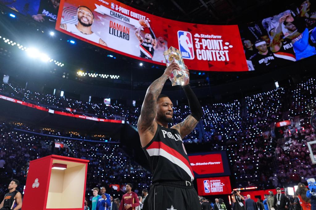 Oakland’s Damian Lillard makes it rain, wins a record-tying 3rd NBA 3-point contest title – The Mercury News