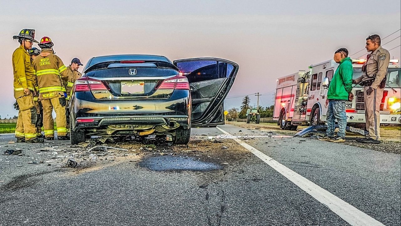 An intoxicated driver in Fresno was arrested after crashing into the rear of a John Deere tractor on Jensen Avenue, totaling the car but leaving everyone uninjured, CHP said. (CHP)