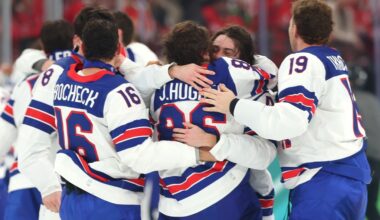 USA beats Canada, Macklin Celebrini on Hughes goal for Olympic gold medal