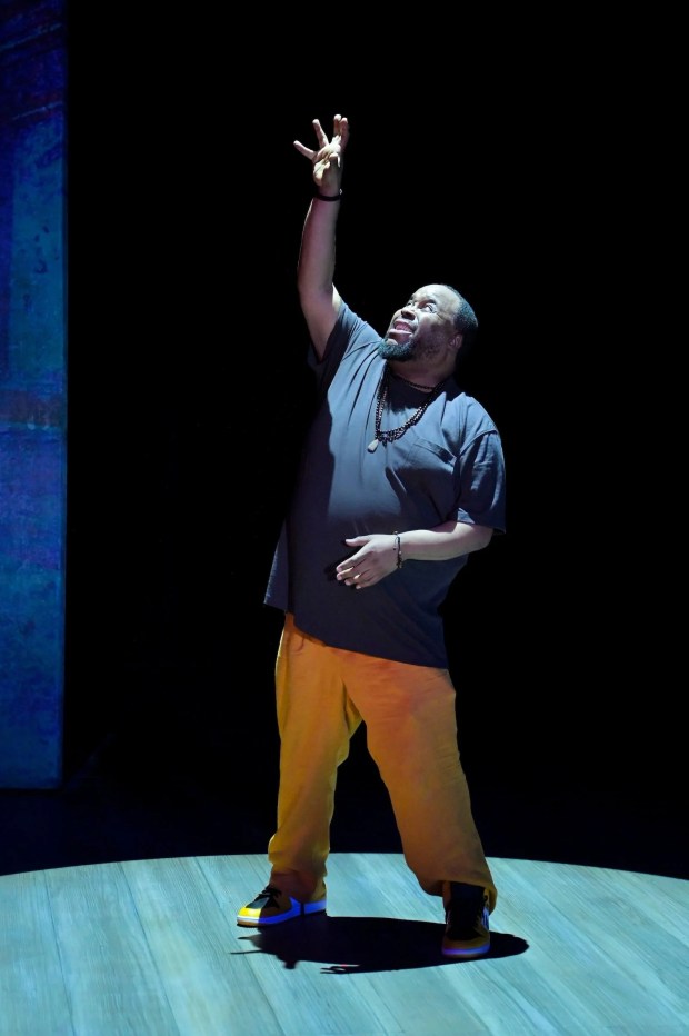 Jacob Ming-Trent in the world premiere of "How Shakespeare Saved My Life," an autobiographical and music-filled tour de force performing at Berkeley Rep's Peet's Theatre through March 1. (Photo by Kevin Berne)