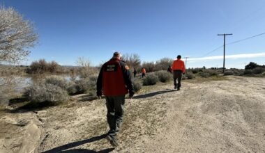 Bakersfield Search & Rescue and Kern County deputies, joined by the missing man’s family, conducted a multi-day search using K9s, drones, and air support near Highway 14. (Bakersfield Search & Rescue)