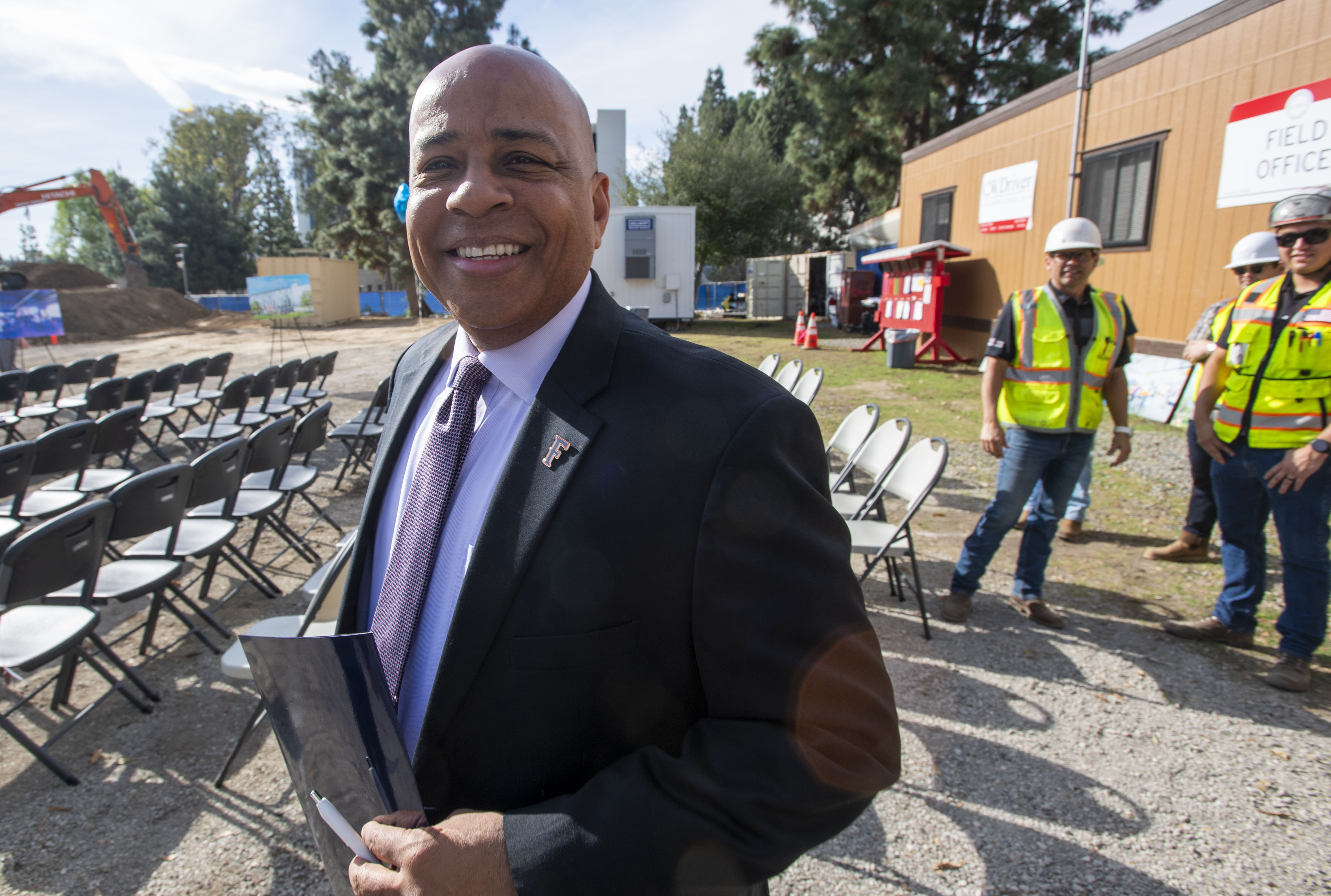 CSUF President Ronald Rochon arrives at the CSUF College of...