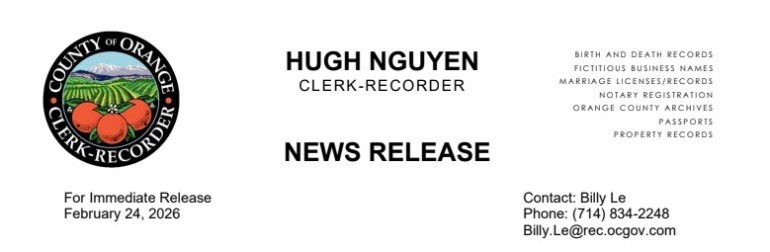 Orange County Clerk-Recorder Hugh Nguyen to Celebrate 10 Years of Special Saturday Passport Days on March 28