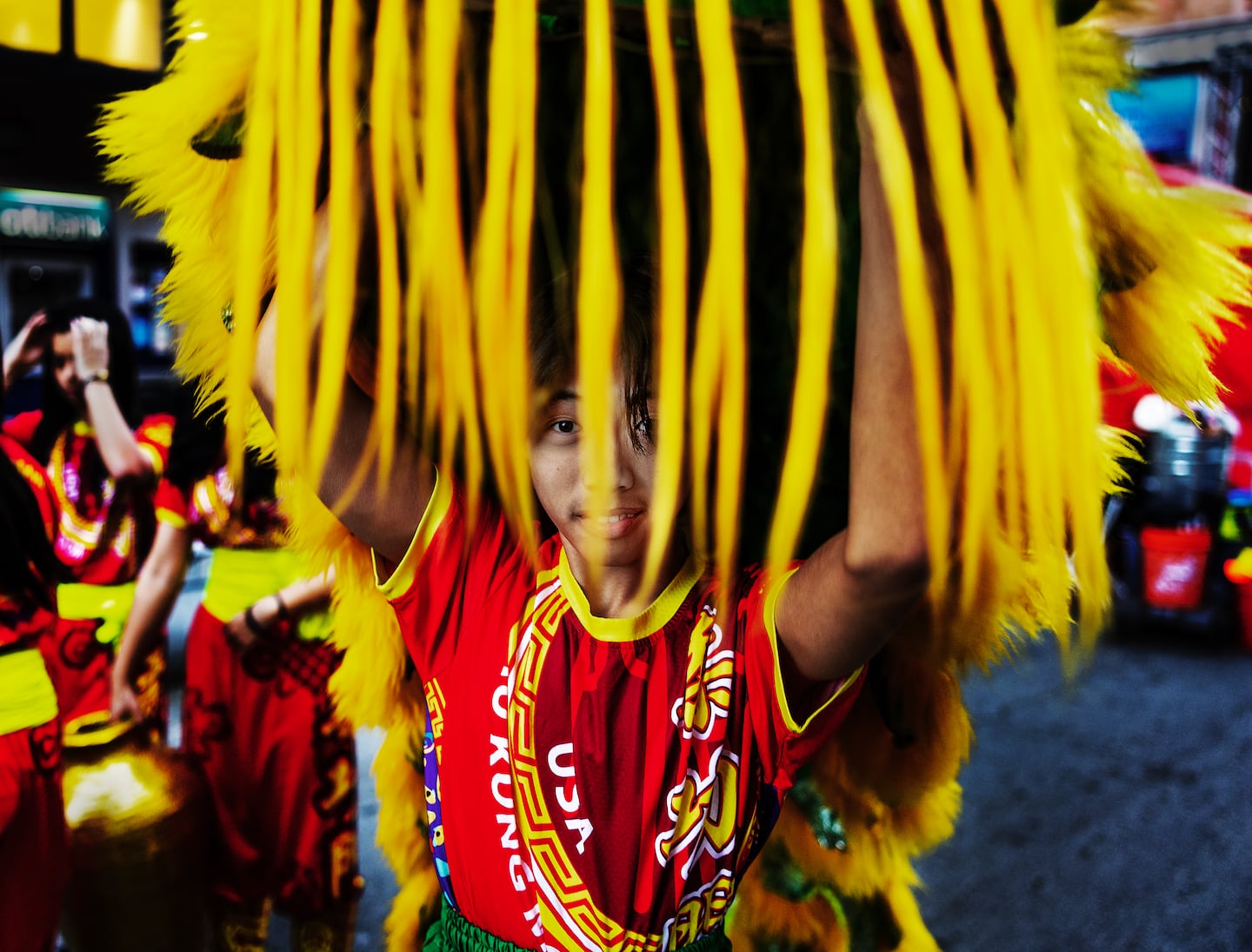 Jordan Tran gets ready to perform in the Chinatown Big Game Block party to celebrate the Super Bowl and the upcoming Lunar New Year on Feb. 17.