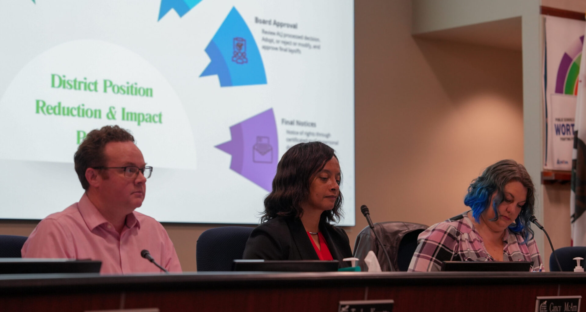 New superindent Cancy McArn and other board members during the Sacramento City Unified School District meeting on Feb. 12, 2026. Photo by Denis Akbari.