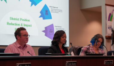 New superindent Cancy McArn and other board members during the Sacramento City Unified School District meeting on Feb. 12, 2026. Photo by Denis Akbari.