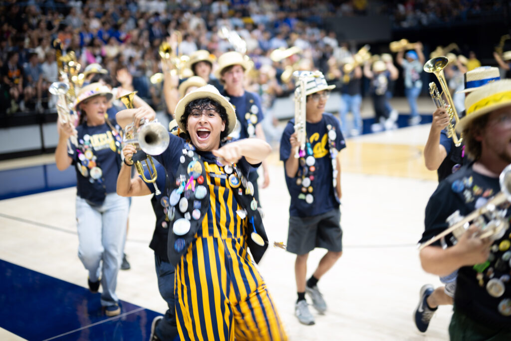 Members of the California Straw Hat Band hype up the crowd at Fall Convocation.