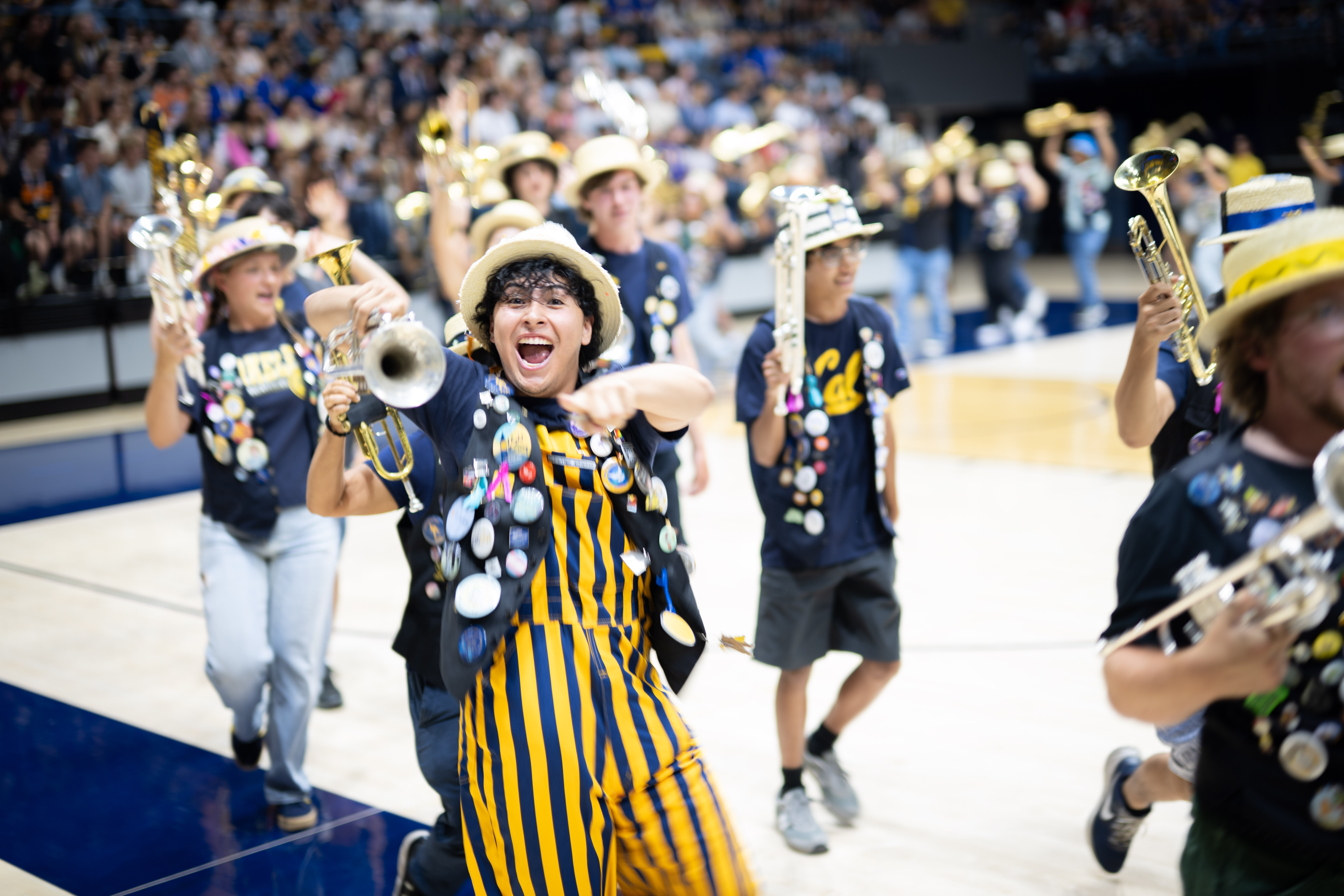 Members of the California Straw Hat Band hype up the crowd at Fall Convocation.