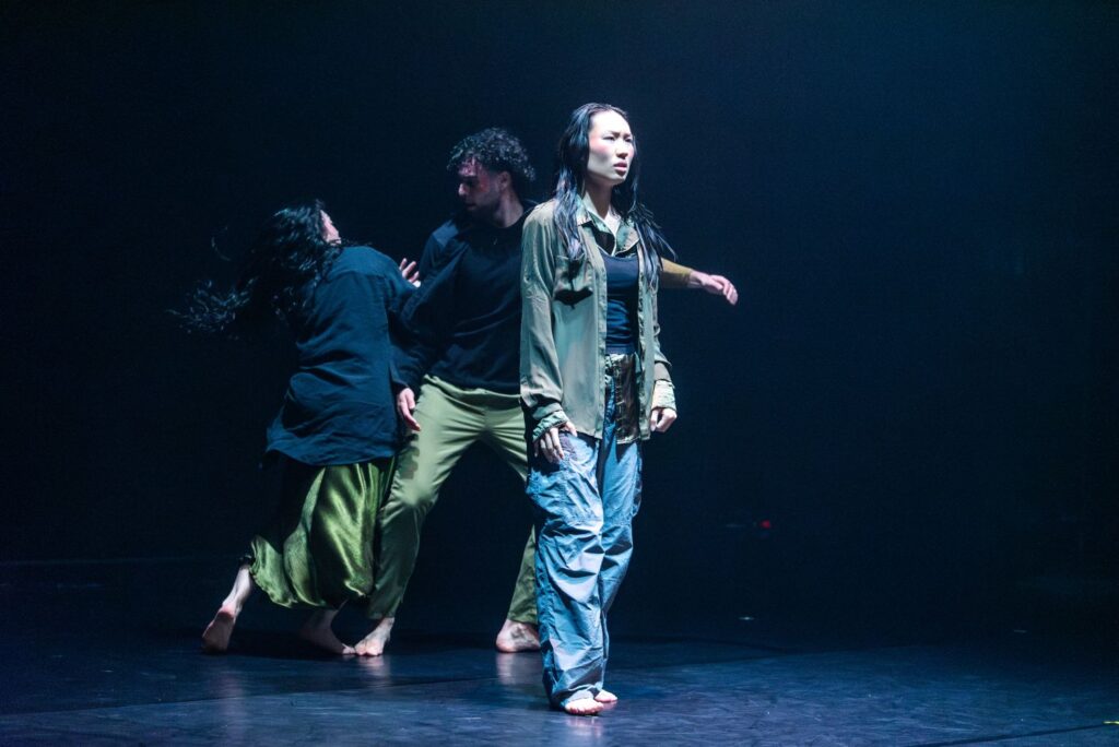 Dance at the Odyssey - Maya Peterson, Tyler Law, and Simon Chernow in "Default:Joy" by Marianna Varviani - Photo by Preston Project.