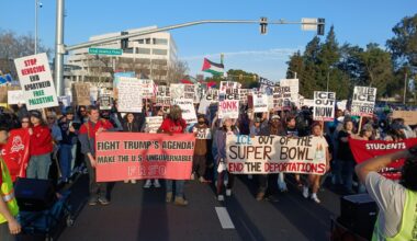 Protest against ICE at the Super Bowl.