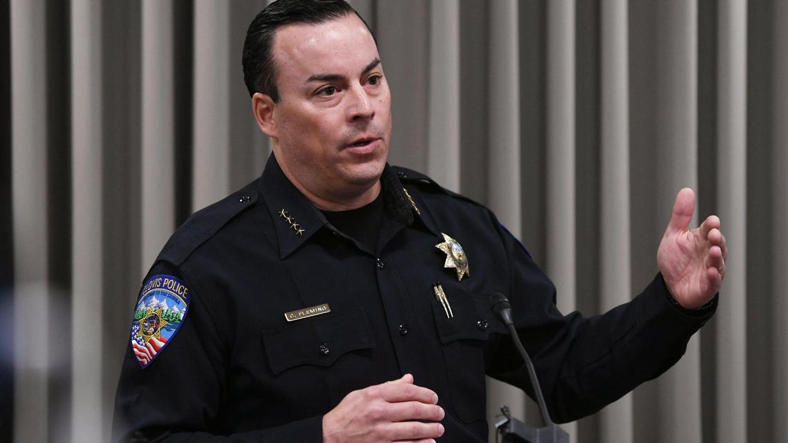 Clovis Chief of Police Curt Fleming speaks during a press conference Tuesday, July 19, 2022. Residents criticize Fleming for pursuing misdemeanor charges against parents after a student walkout protesting ICE brutality.