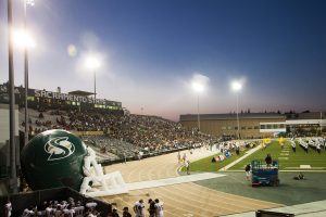 The Sacramento State football team prepares for a game in Sacramento.