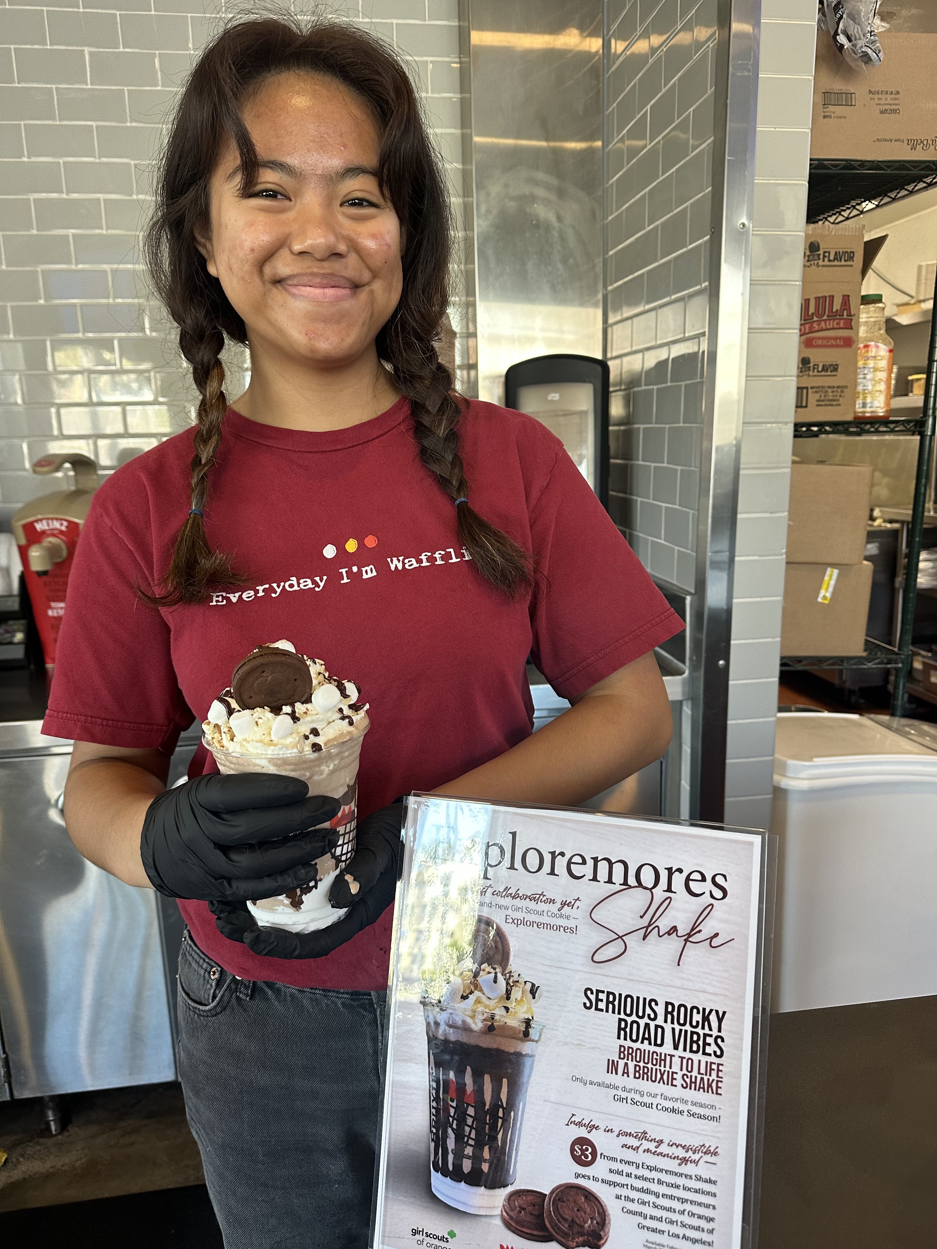 Bruxie staffer Andrea Alcantara served serves up an Exploremores shake....