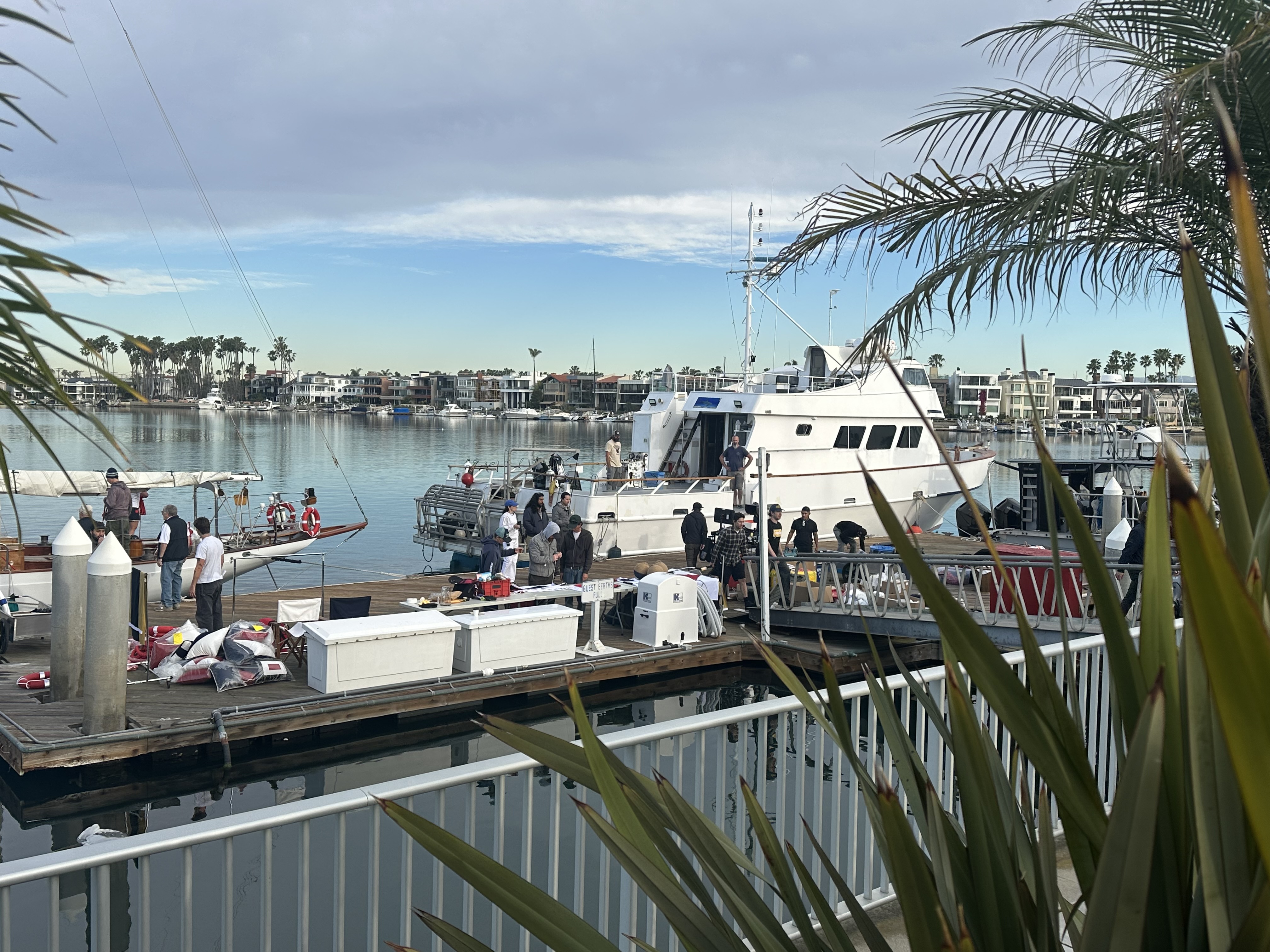 Crews film a commercial for Tommy Hilfiger in Long Beach....