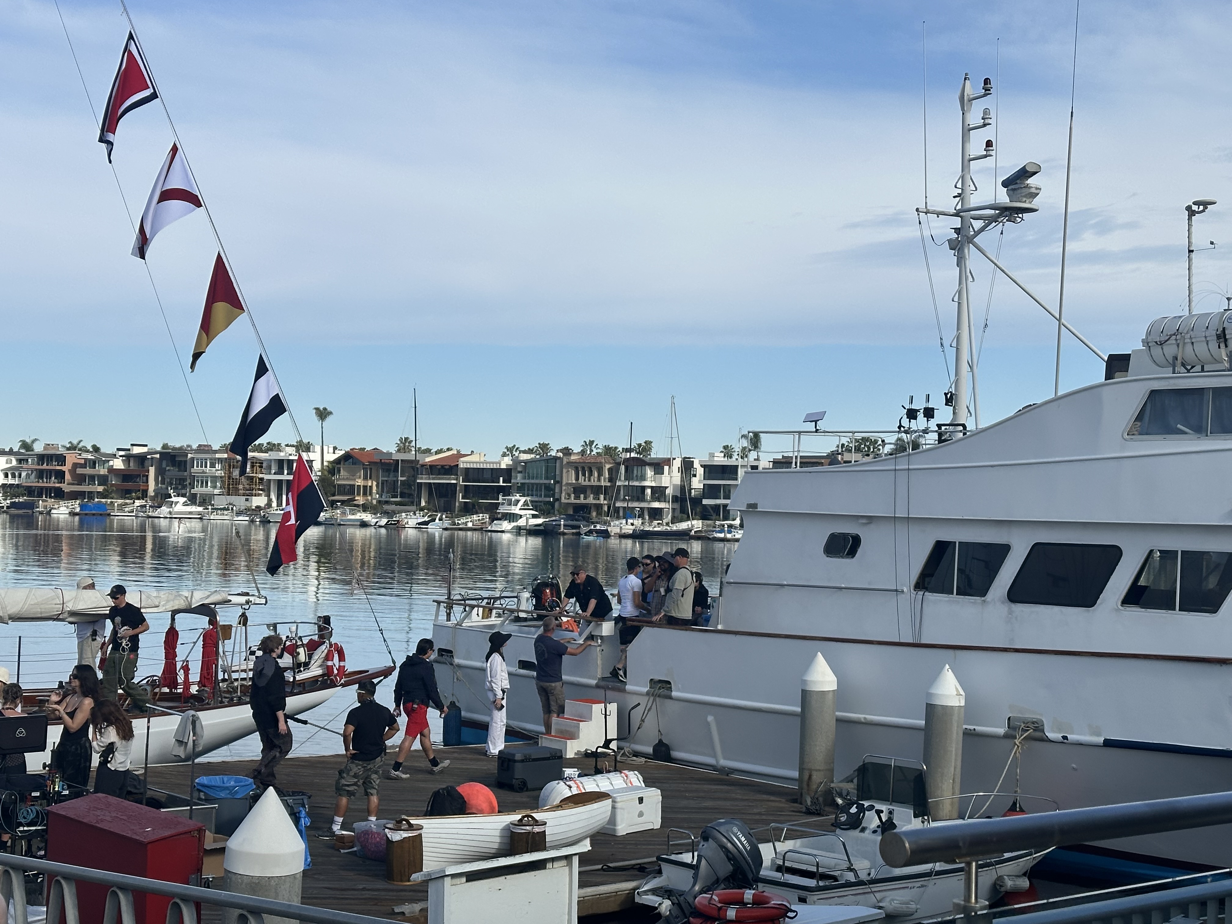 Crews film a commercial for Tommy Hilfiger in Long Beach....