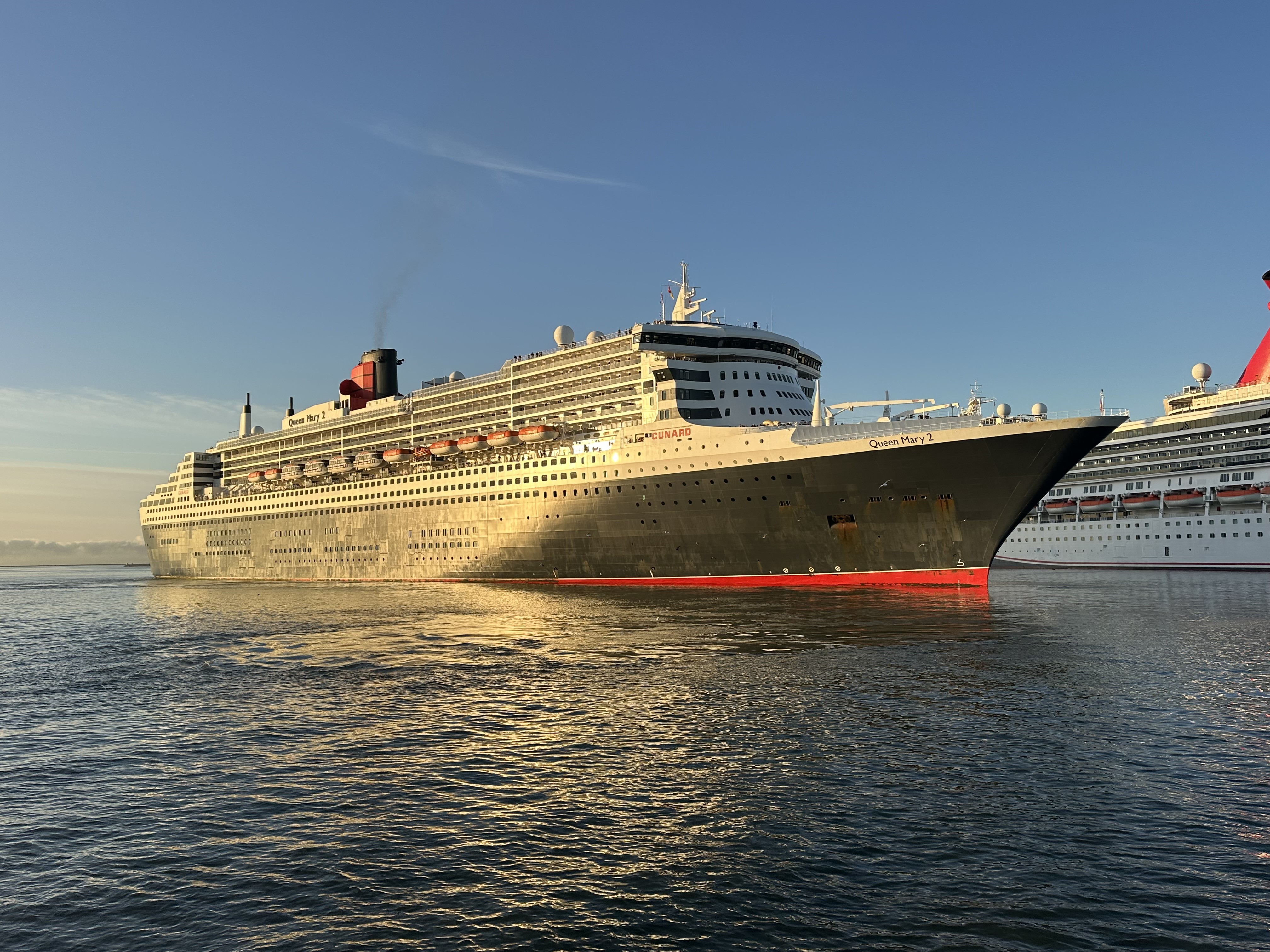 The Queen Mary 2 visited Long Beach and its older...