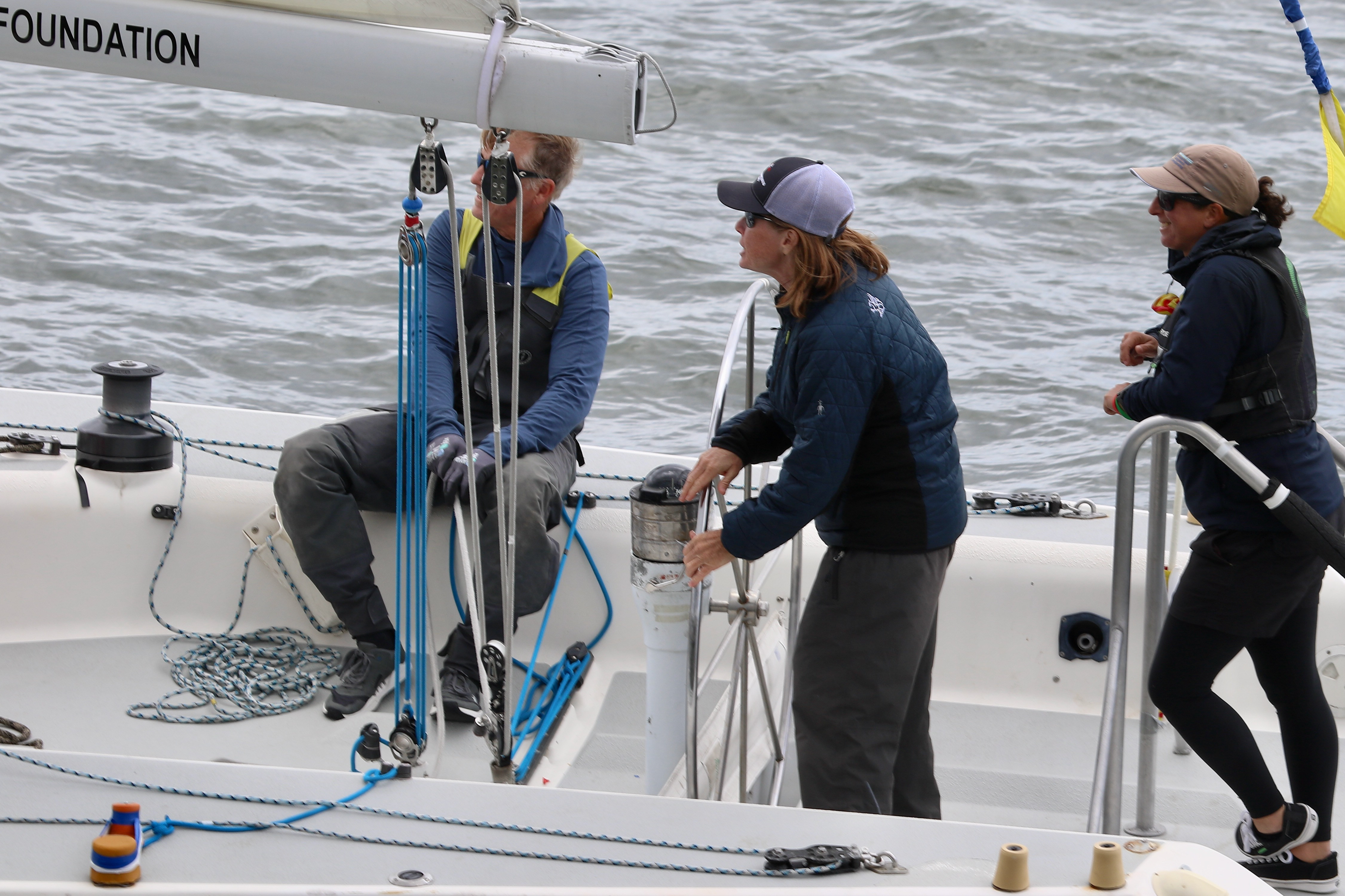American skipper Nicole Breault, center, competes in the Ficker Cup...