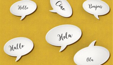 chat bubbles with hello in different languages