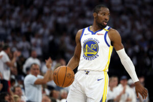 MINNEAPOLIS, MINNESOTA - MAY 14: Jonathan Kuminga #00 of the Golden State Warriors handles the ball during the first quarter of Game Five of the Western Conference Second Round NBA Playoffs against the Minnesota Timberwolves at Target Center on May 14, 2025 in Minneapolis, Minnesota. NOTE TO USER: User expressly acknowledges and agrees that, by downloading and or using this photograph, User is consenting to the terms and conditions of the Getty Images License Agreement. (Photo by Ellen Schmidt/Getty Images)