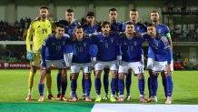 Italian national soccer team ahead of kickoff vs. Moldova.