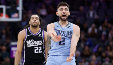 SACRAMENTO, CALIFORNIA - FEBRUARY 04: Ty Jerome #2 of the Memphis Grizzlies reacts after a three-point basket in the fourth quarter against the Sacramento Kings at Golden 1 Center on February 04, 2026 in Sacramento, California. NOTE TO USER: User expressly acknowledges and agrees that, by downloading and or using this photograph, User is consenting to the terms and conditions of the Getty Images License Agreement. (Photo by Lachlan Cunningham/Getty Images)