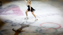 Amber Glenn of Team United States performs in the Women Single Skating routine during a Figure Skating Exhibition Gala on day fifteen of the Milano Cortina 2026 Winter Olympic games at Milano Ice Skating Arena on Feb. 21, 2026 in Milan, Italy.
