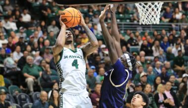 Hawaii wing Dre Bullock drove to the basket against UC San Diego at the Stan Sheriff Center last Saturday.
