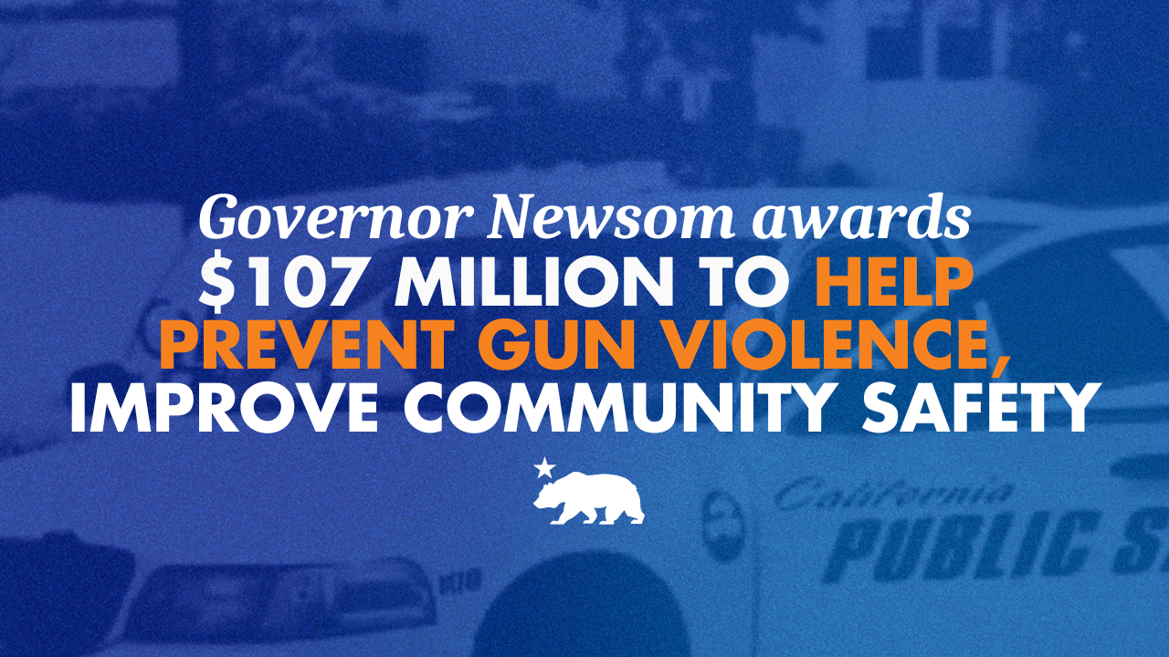 Governor Newsom awards $107 million to prevent gun violence and improve community safety across state