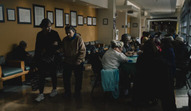 Members gather in the main hallway at the Culver City Senior Center, which serves adults 50 years of age and older with a variety of classes and programs.  In 2024, the Center had 4,000 registered members.  Isadora Kosofsky for CalMatters/CatchLight